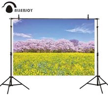 Allenjoy-pano de fundo para estúdio de fotografia, flores de cerejeiras, cor amarela, cenário para primavera, fotochamada 2024 - compre barato