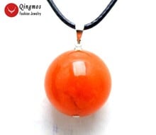 Qingmos натуральные нефриты кулон ожерелье для женщин с 18 мм круглые красные нефриты ожерелье ювелирные изделия чокеры 17-18 ''шнур цепи nec5967 2024 - купить недорого