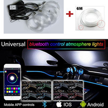 6M RGB LED Car Interior Light Multicolor EL Neon Strip Light Sound Active Bluetooth APP Phone Control Atmosphere Light 12V 2024 - buy cheap