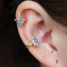 Arcoíris Cz-pendientes de cartílago para niñas, lleno de oro de Cz arcoíris, colorido Cz Northstars, Clip, Piercing de imitación, joyería, 1 pieza, 2020 2024 - compra barato