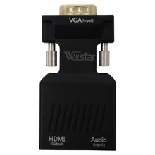 Wiistar-convertidor HDMI macho VGA a hembra, con Audio de 3,5mm, compatible con adaptador VGA2HDMI de 1080P para Monitor de PC HDTV 2024 - compra barato