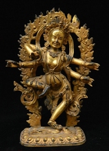 12" Tibet Buddhism Bronze Gilt 4 Arms Chenrezig God Goddess Boddhisattva Statue 2024 - buy cheap