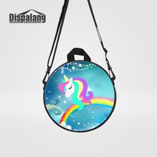 Unicornio con arco iris Mini bolso de mensajero redondo para niño pequeño caballo Animal mochila para guardería niñas personalizado mochila cruzada 2024 - compra barato