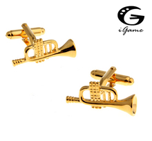iGame Factory Price Retail Shirt Cuff Links For Men Brass Material Golden Horn Design Free Shipping 2023 - buy cheap