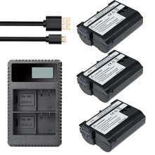 Bateria + carregador dual usb lcd para câmera nikon, 3 peças 2024 - compre barato