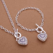 Sets Silver Plated Sets Silver Trendy Beautiful Sets Hearts Jewelry Wholesale Free Shipping zmxi LS373 2024 - buy cheap