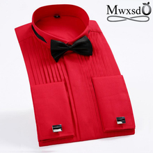 Mwxsd Casual Summer Mens Tuxedo Shirt Men Soft French marry wedding Shirt male big size white red shirt 5xl high quality 2024 - compre barato