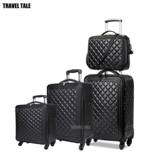 TRAVEL TALE 16"20"24" Inch Women Spinner Leather Trolley Bag Travel Suitcase Luggage Set For Travelling 2024 - buy cheap