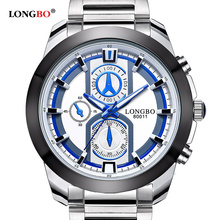 LONGBO Luxury Brand Full Steel Quartz Wristwatches Men Waterproof Fashion Casual Sports Watch Dress Business Male Watches 80011 2024 - купить недорого