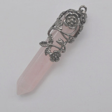 Rose Crystal Stone GEM Pillar Pendant Flower Plants Jewelry For Woman Gift S236 2024 - buy cheap
