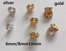 10pcs/Lot  6mm/8mm/10mm Gold/Silver Color Rhinestone Rondelles Crystal Beads Loose Spacer Beads For Diy Fashion Jewelry Making 2024 - buy cheap