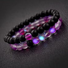 Couples Distance Bracelets Women Men 2019 Purple MoonStone Black Natural Stone Beads Yoga Bracelets Fashion Jewelry Accessories 2024 - buy cheap