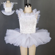 Das Chilren Branco Dança Ballet Tutu com Camadas de Tule Macio Bailarina Traje de Dança Leotard Vestido Crianças Mostram Trajes 19115 2024 - compre barato