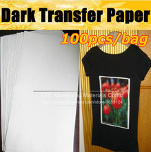 Papel de transferência escuro para T-Shirts com 100 pçs/saco por frete grátis, sublimação papel escuro 2024 - compre barato