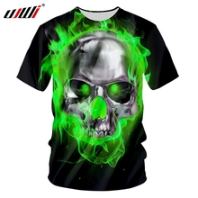Camiseta masculina ujwi, camiseta de alta qualidade com estampa de caveiras, estilo hip hop, punk rock, estampada em 3d, tamanho grande 6xg, gola redonda 2024 - compre barato