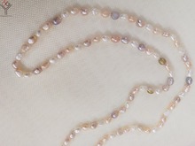 33 ''85cm joyería de moda de las mujeres blanco rosa púrpura collar 9x10mm barqoue agua dulce natural regalo de perla 2024 - compra barato