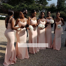 Backless Cheap Bridesmaid Dresses Under 50 Mermaid Spaghetti Straps Blush Long Wedding Party Dresses For Women 2024 - buy cheap