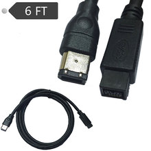 Черный IEEE 1394 Firewire 800 to Firewire 400 кабель, 9 Pin/6 Pin Male/Male 6 FT 2024 - купить недорого