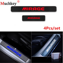 Car Door Sill Scuff Plate Car Sticker For Mitsubishi MIRAGE Door Threshold Plate Carbon Fiber Vinyl Sticker 4Pcs Car Styling 2024 - buy cheap