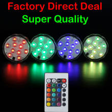 4pc* Multicolor 10leds Submersible LED light Waterproof Wedding Underwater RGB/Pure/warm/white with color changing remote 2024 - buy cheap