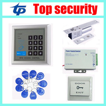 125KHZ RFID card access control kit ID card access control system,power supply,electric lock,exit button,10pcs RFID key 2024 - buy cheap