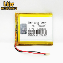 Baterias de polímero de lítio 3.7v, baterias de íon-lítio recarregáveis de grande capacidade 906090 6000mah com pcb para dvd tablet gps brinquedos elétricos 2024 - compre barato