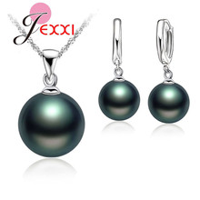 Conjuntos de perlas negras de agua dulce de alta calidad, Collar de plata de ley 925 y pendientes de perlas naturales, joyería de boda 2024 - compra barato