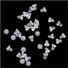 200pcs/lot Simple Clear Rubber Stud Earring Stoppers Silicone Round Ear  Plugging Blocked Earring Backs Stoppers