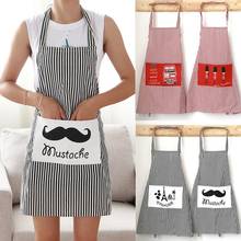 1Pcs Cotton linen Beard Tower Bus Pattern Apron Woman Adult Bibs Home Cooking Baking Cleaning Aprons Kitchen Accessories 46012 2024 - buy cheap