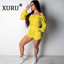 XURU new sexy women's sexy jumpsuit white yellow pink jumpsuit temperament commute tight bodysuit without belt 2024 - buy cheap