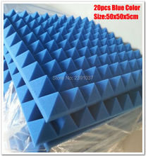 Big size 20pcs 50x50cm High Density Blue color Acoustic Soundproof Sound Thick Absorption Pyramid Studio Foam Board 2024 - buy cheap