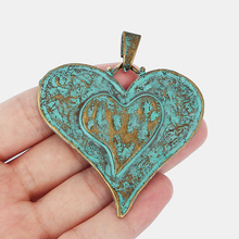 4PCS Vintage Bronze Verdigris Patina Tone Large Heart Charm Pendant for Necklace Jewelry Making Findings 2024 - buy cheap