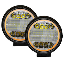 Barra de luz redonda de led, 4 lâmpadas de refletores 72w, 12v 24v drl para caminhão jeep offroad (2 peças) 2024 - compre barato