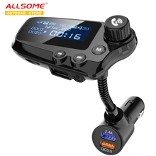 ALLSOME-reproductor de Audio con Bluetooth para coche, dispositivo con manos libres, FM, A2DP, AUX, QC3.0, carga rápida, compatible con tarjeta TF/disco U 2024 - compra barato