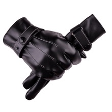 Outdoor Men 3 Line Cycling gloves Plus velvet motorcycle warm winter Touch screen PU leather gloves 2024 - buy cheap