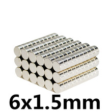 50PCS  6mm x 1.5mm Super Strong Round Disc Magnets 6*1.5 Rare Earth Neodymium Magnet N35 6mm*1.5mm 2024 - buy cheap