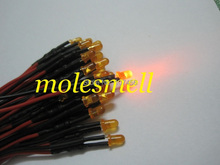 Free shipping 100pcs 3mm 12v diffused orange LED Lamp Light Set Pre-Wired 3mm 12V DC Wired 2024 - buy cheap