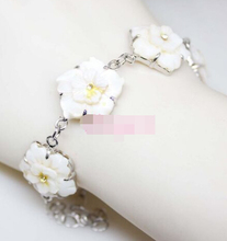 huij 001635 beauty 19mm natural white mother of pearl shell flower handmade bracelet 7.5" 2024 - buy cheap