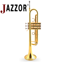 Профессиональный JAZZOR bb труба B с плоским JYTR-E100G, золотой лак, латунные ветрозащитные инструменты с корпусом трубы и мундштуком 2024 - купить недорого