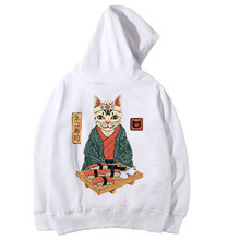 Harajuku Japanese men Hoodies Ukiyo Cat Print Hoodies wholesale cotton Sweatshirt Unisex Streetwear Hoodie drop shipping clothes 2024 - buy cheap