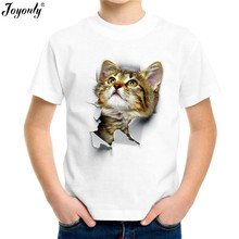 Joyonly 2018 meninos meninas verão animal gato impressão camiseta crianças vestuário roupas de bebê crianças hipster moda t camisa legal topos 2024 - compre barato
