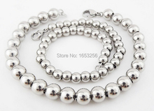 8mm High Polished Shiny  tone stainless steel heary Round  Solid ball Link necklace chain 18''-36'' 2024 - buy cheap