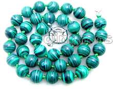 Beautiful Big 10mm Round Green Multicolor Stripe stone 18" necklace-nec5727 2024 - buy cheap