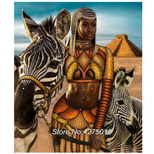 Pintura con diamantes de imitación, punto de cruz, mujer africana y cebra, 5D, bricolaje, Cuadrado/redondo, bordado, taladro de costura YG564 2024 - compra barato