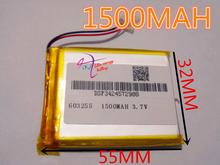 best battery brand Free shipping 3.7V,1500mAH,[603255] PLIB; polymer lithium ion / Li-ion battery for dvr,GPS,mp3,mp4,cell phone 2024 - buy cheap