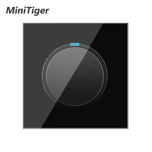 Minitiger 1 Gang 1 Way Random Click On / Off Wall Light Switch With LED Indicator Knight Black Crystal Tempered Glass Panel 2024 - buy cheap