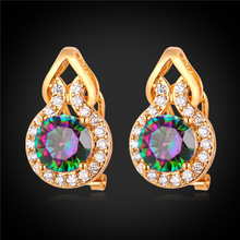 Hot Cubic Zirconia Earrings Yellow Gold Color Synthetic Mystic Crystal Earrings For Women Party Gift 2016 Trendy E1790 2024 - buy cheap