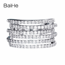 Женское свадебное кольцо BAIHE, белое золото 14 к, 1 карат, SI-SI3, бриллианты 2024 - купить недорого