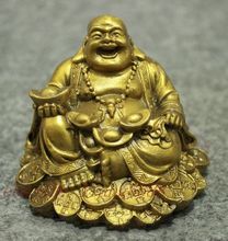 Details about  chinese buddhism copper wealth happy laugh Maitreya Buddha statue 2024 - buy cheap