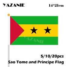 YAZANIE 14*21cm/5/10/20 piezas 2018 Sao Tomé y Príncipe banderas de tela mano bandera con bandera de polo países del mundo pequeño entrega bandera 2024 - compra barato